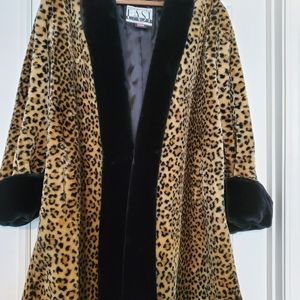 Faux fur, leopard print coat